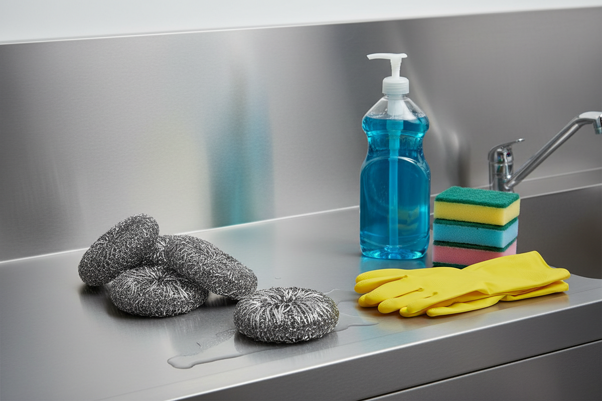 Set pagliette con prodotti pulizia